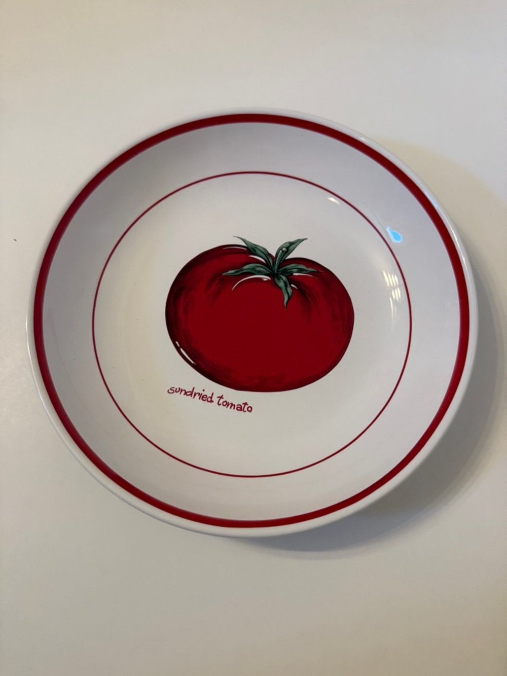 OVER AND BACK 9” INDIVIDUAL PASTA BOWL SUN-DRIED TOMATO WHITE RED PORTUGAL HOME